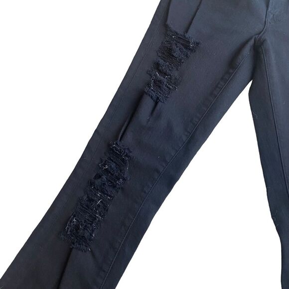 Frame‎ Le Skinny de Jeanne Distressed Black Skinny Jeans Size 23 - Picture 4 of 6